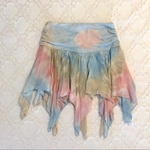 size M pastel tie dye unique stretchy fringe skirt